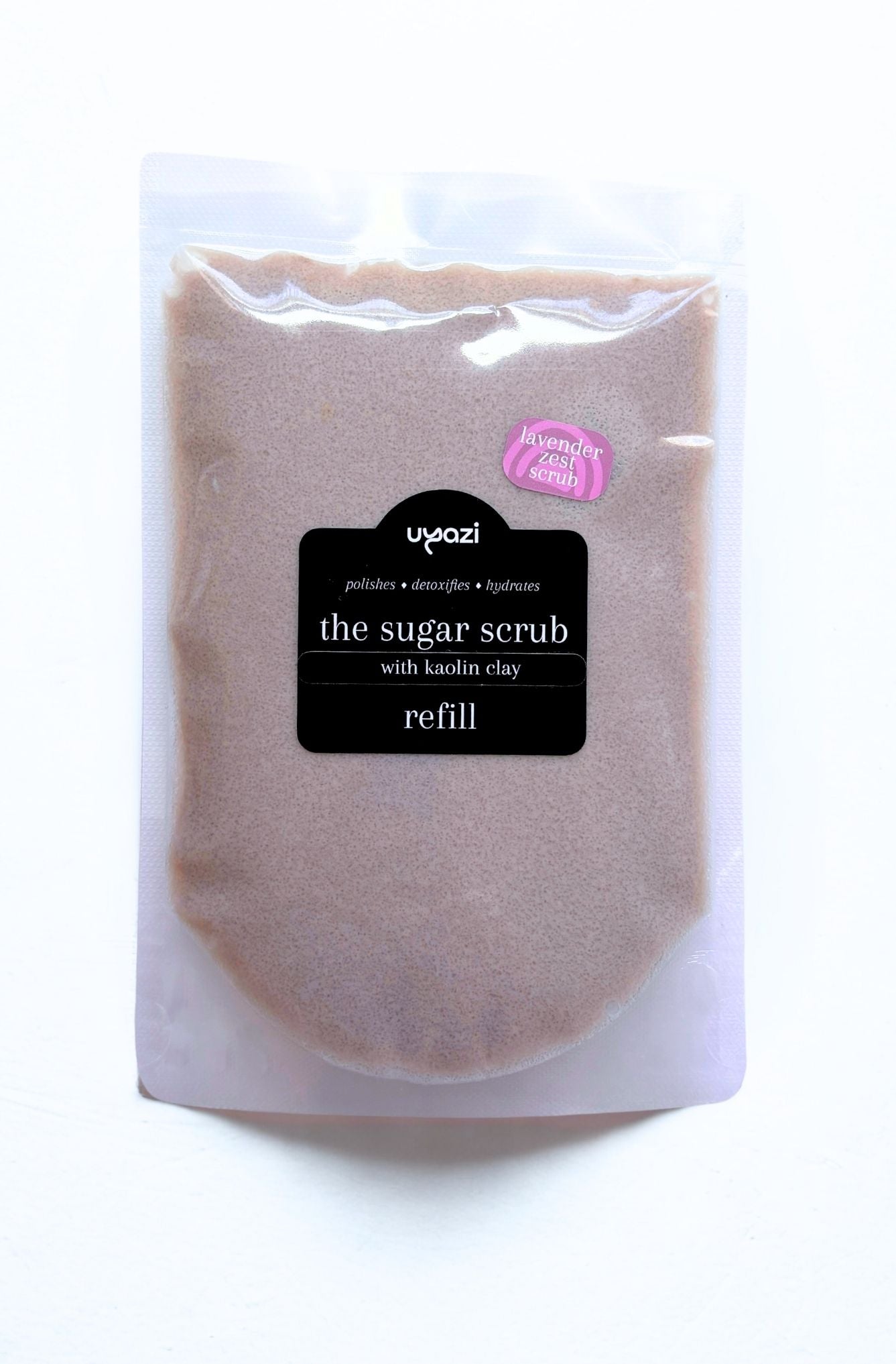 Package of Uyazi sugar lavender body scrub refill pouch 